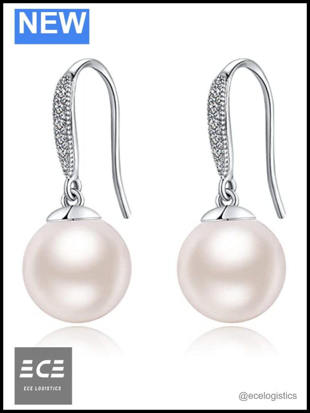 925 Sterling Silver Pearl Dangle Drop Earrings with Fish Hook Women Jewelry Gift
